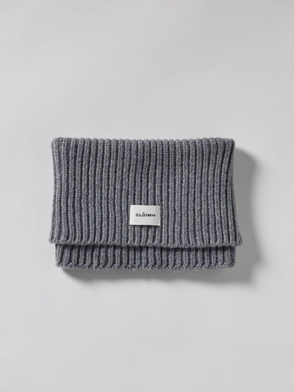 Wool Folded Neck Warmer - Grey Melange