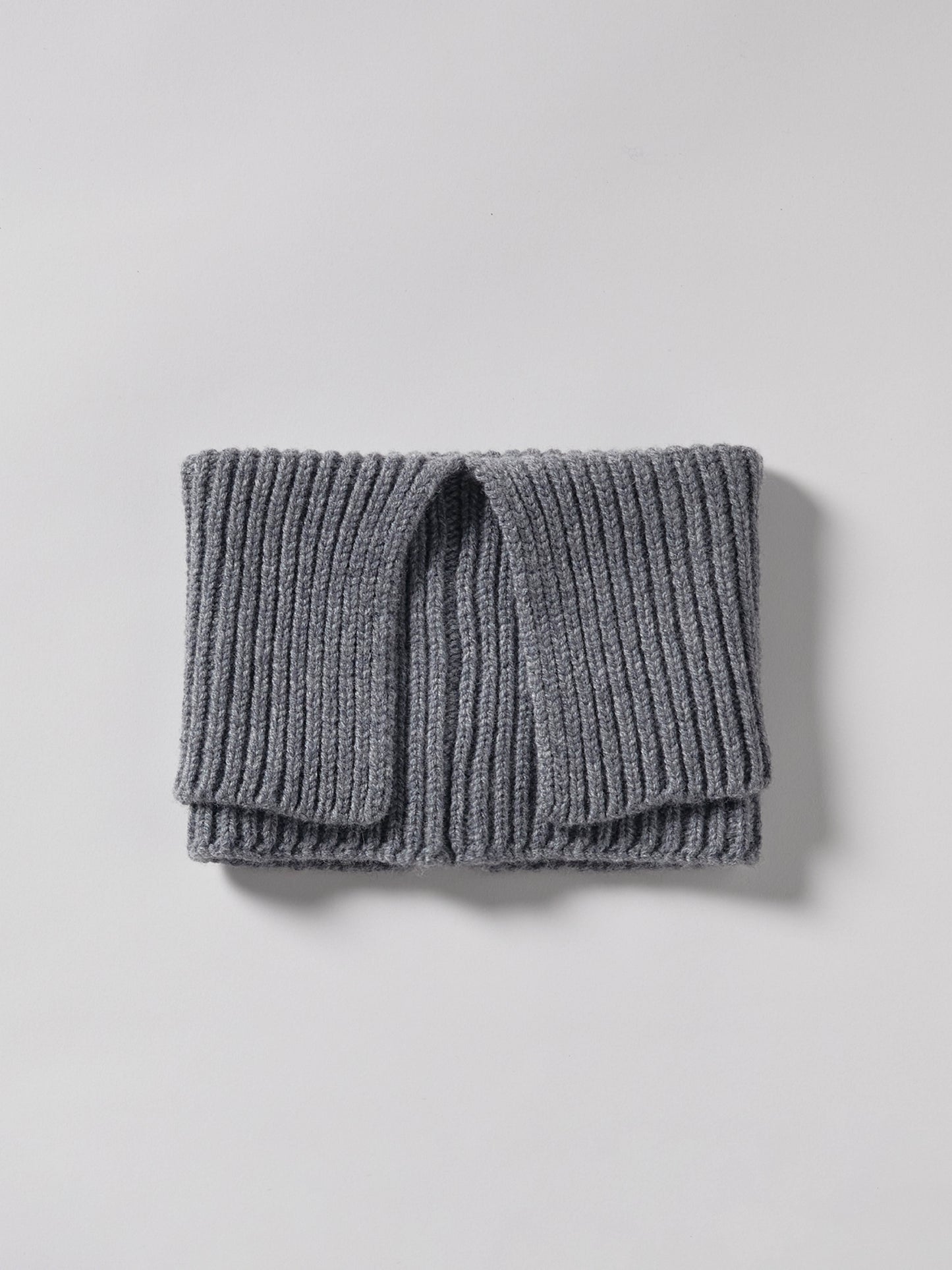 Wool Folded Neck Warmer - Grey Melange