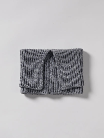 Wool Folded Neck Warmer - Grey Melange
