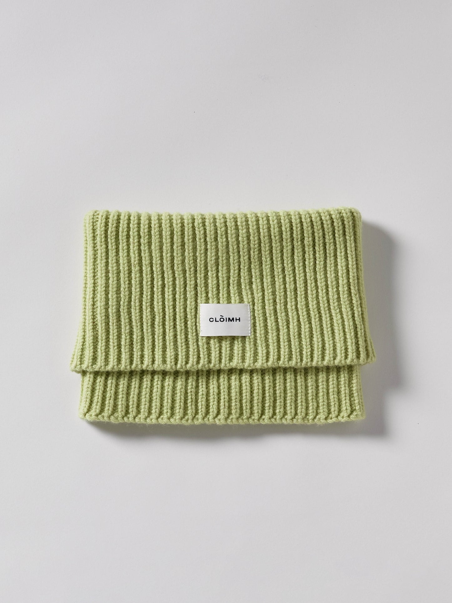 Wool Folded Neck Warmer - Light Green