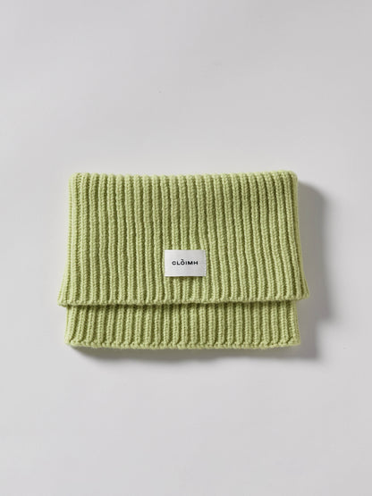 Wool Folded Neck Warmer - Light Green