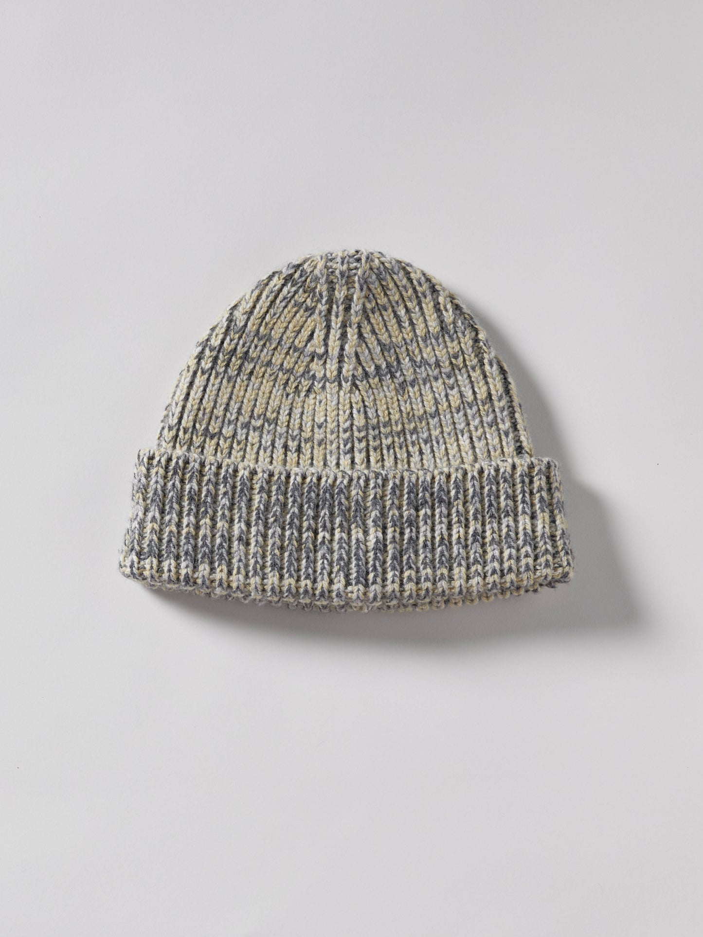 Marl Soft Wool Beanie Hat - Soft Yellow/Grey Marl