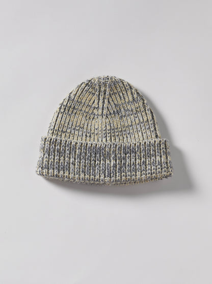 Marl Soft Wool Beanie Hat - Soft Yellow/Grey Marl