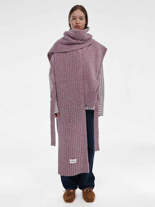 Donegal Chunky Ribbed Wool Scarf - Pink