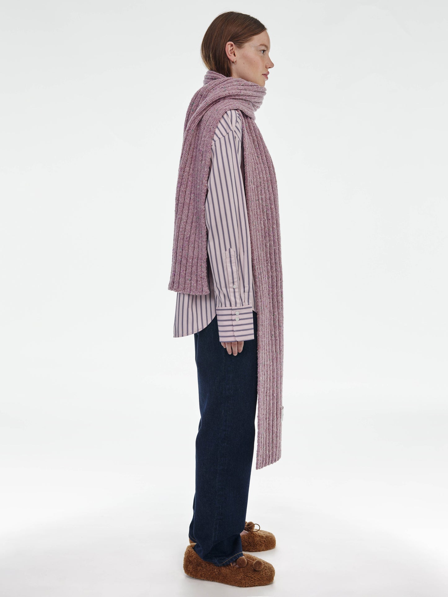 Donegal Chunky Ribbed Wool Scarf - Pink