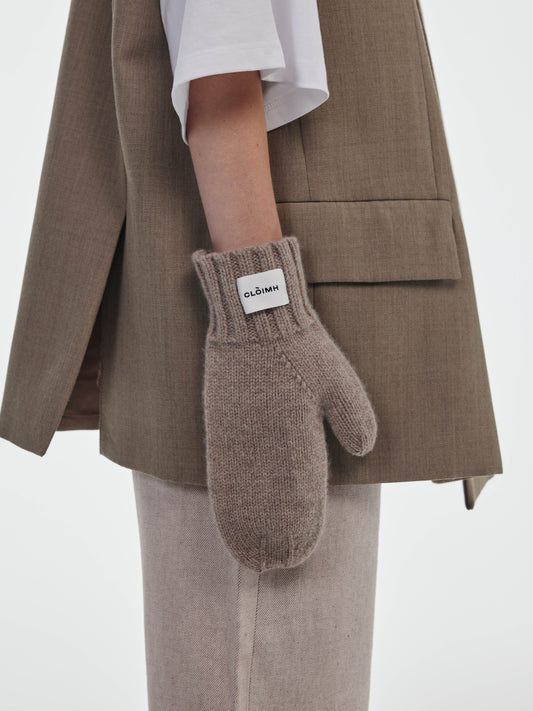 Oversized Wool Mittens - Mushroom