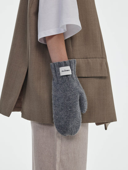 Oversized Wool Mittens - Grey Melange