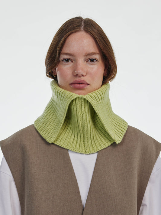 Wool Folded Neck Warmer - Light Green