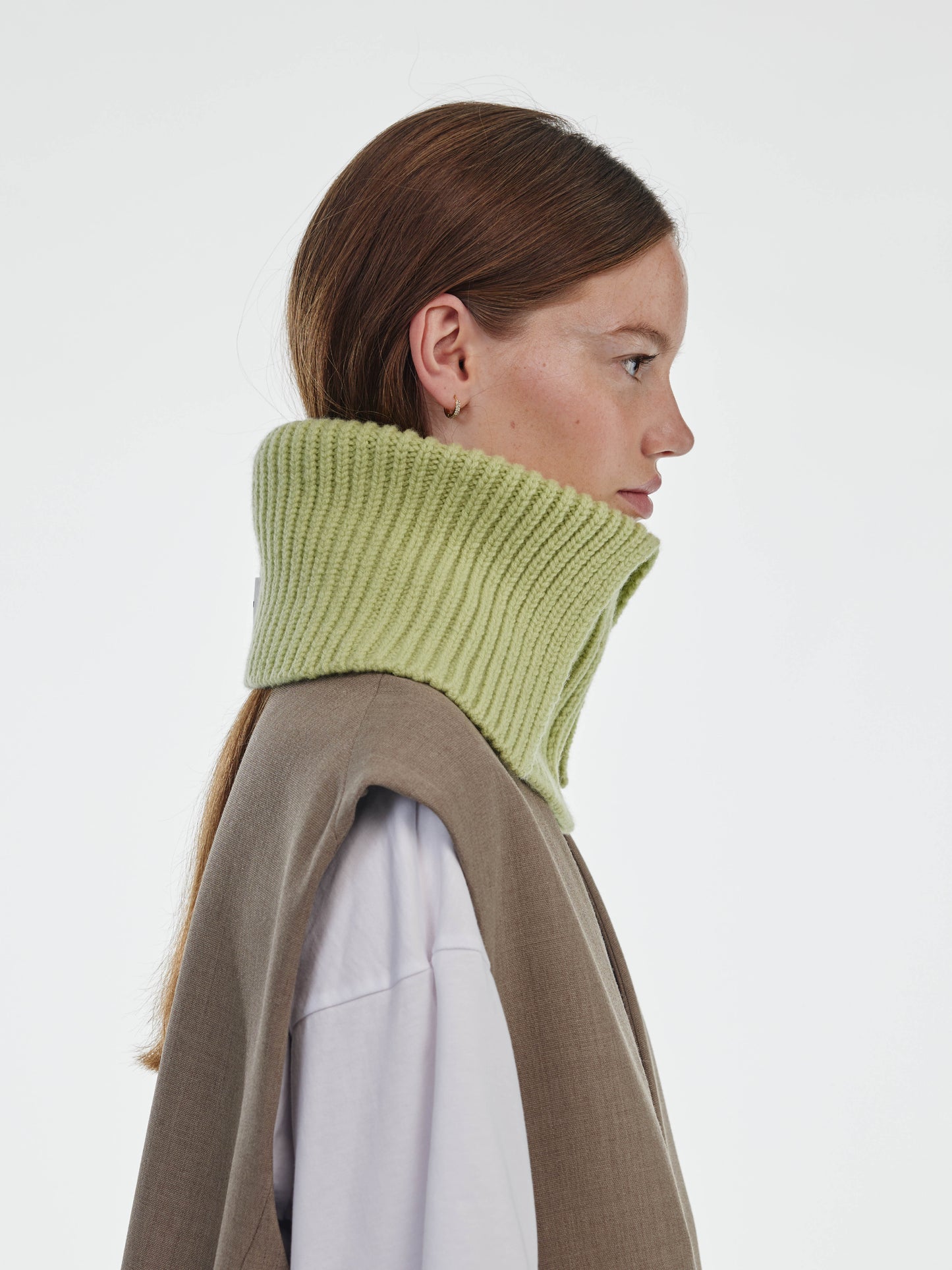 Wool Folded Neck Warmer - Light Green