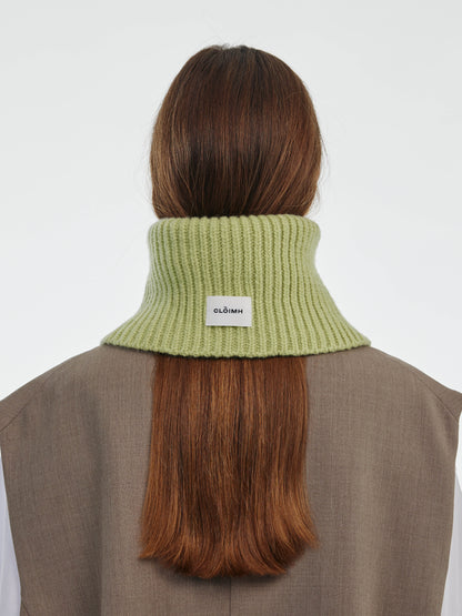 Wool Folded Neck Warmer - Light Green