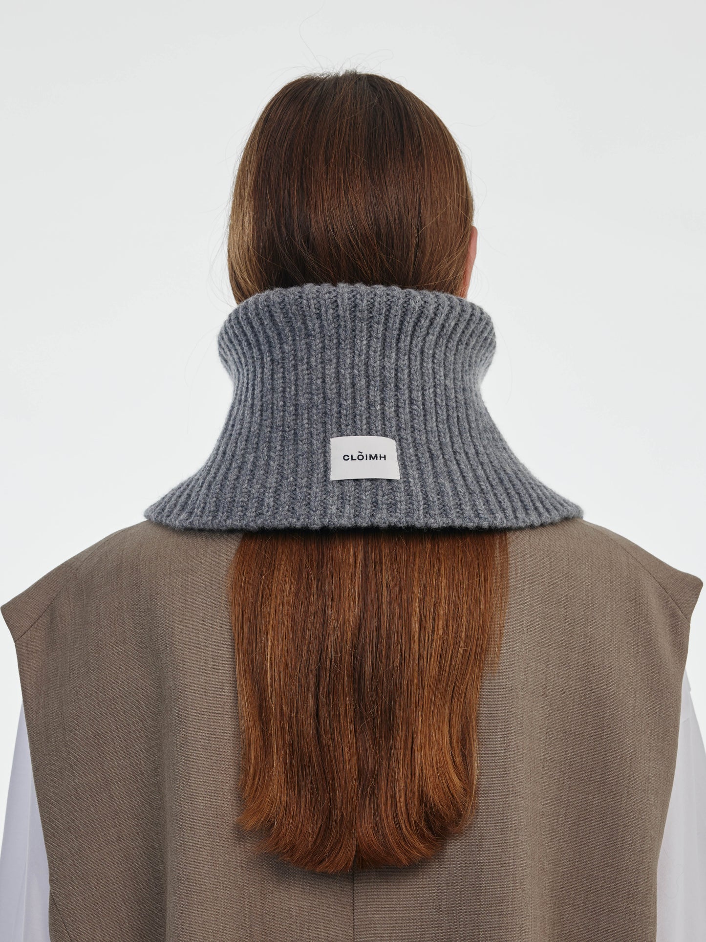 Wool Folded Neck Warmer - Grey Melange