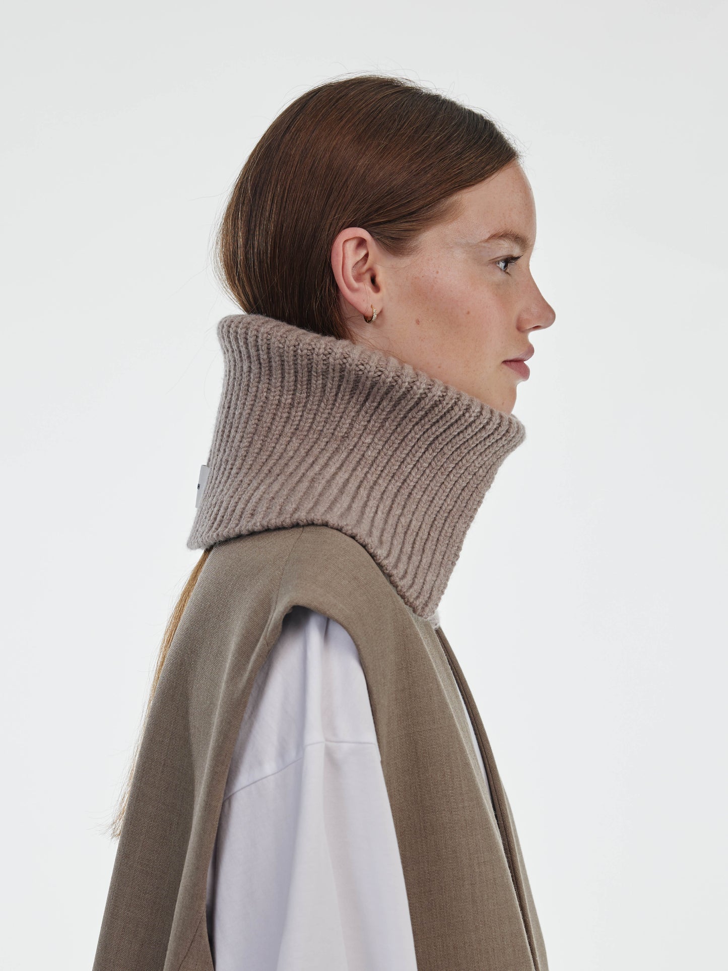 Wool Folded Neck Warmer - Mushroom