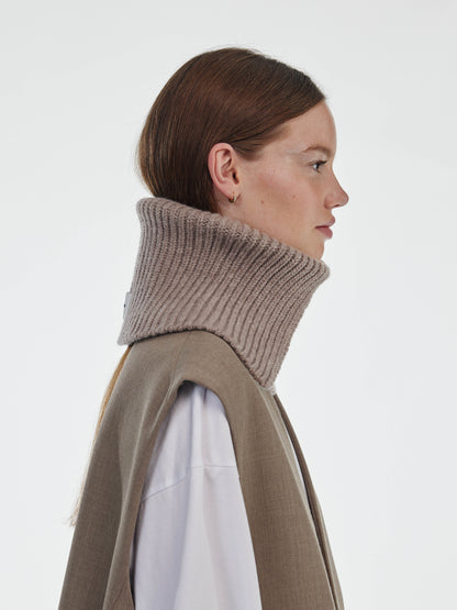 Wool Folded Neck Warmer - Mushroom