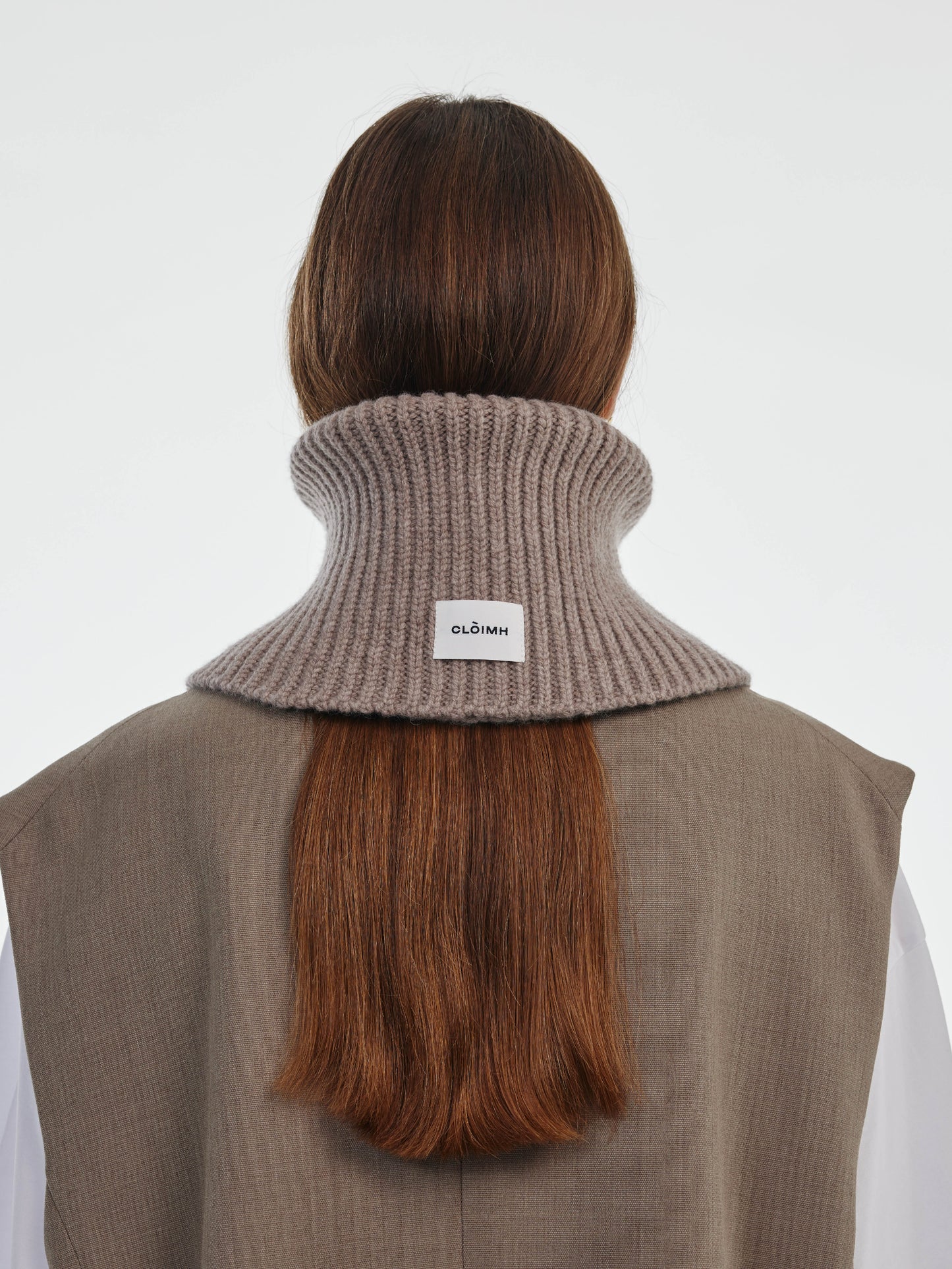 Wool Folded Neck Warmer - Mushroom