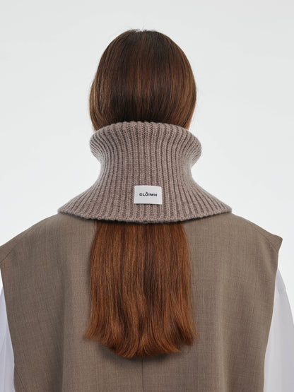 Wool Folded Neck Warmer - Mushroom