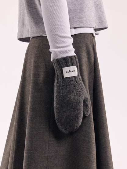 Oversized Wool Mittens - Dark Grey