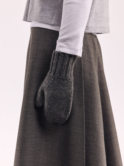 Oversized Wool Mittens - Dark Grey