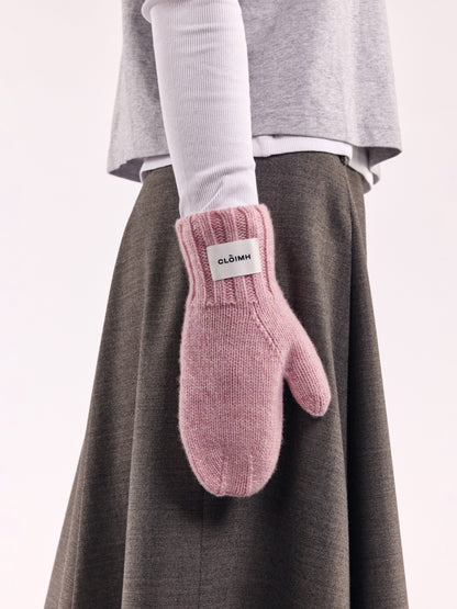 Oversized Wool Mittens - Rose