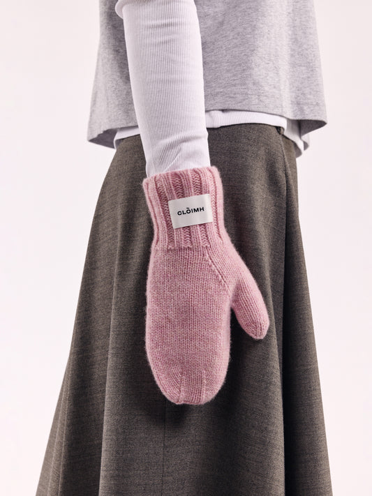 Oversized Wool Mittens - Rose