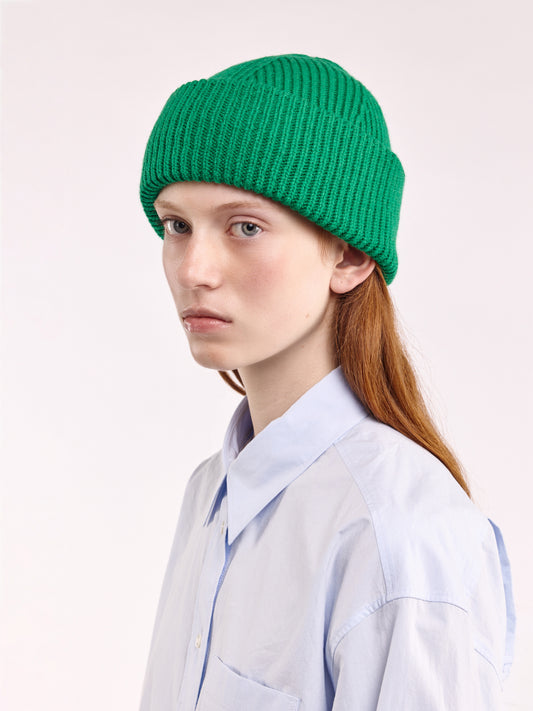 Soft Wool Chunky Beanie Hat - Bright Green