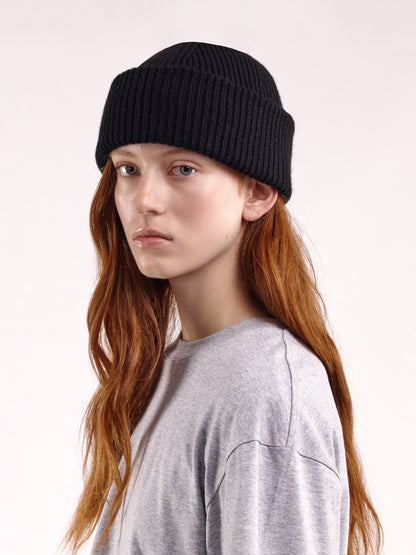 Soft Wool Chunky Beanie Hat - Black