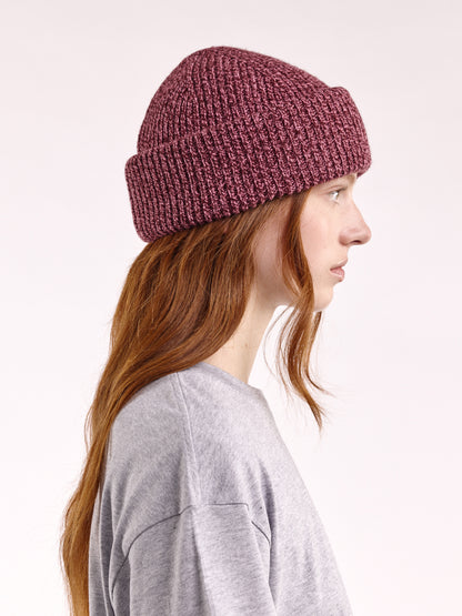 Soft Wool Chunky Beanie Hat - Burgundy/Pink Marl