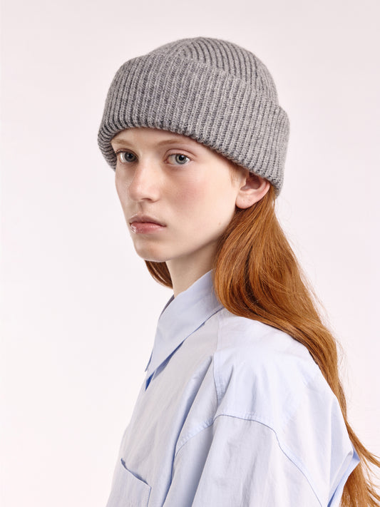 Soft Wool Chunky Beanie Hat - Flannel Grey