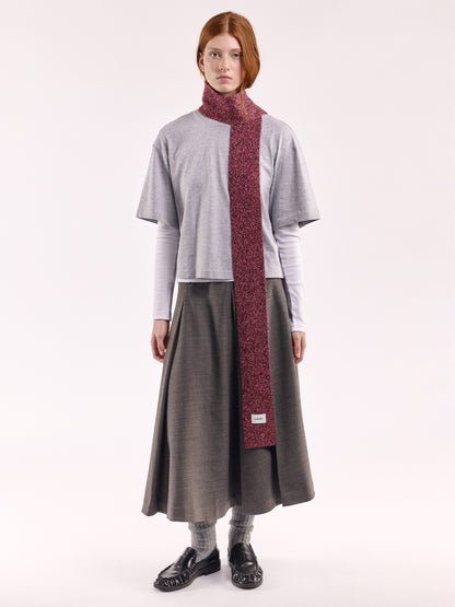 Soft Wool Mini Scarf - Burgundy/Pink Marl