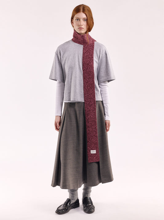 Soft Wool Mini Scarf - Burgundy/Pink Marl