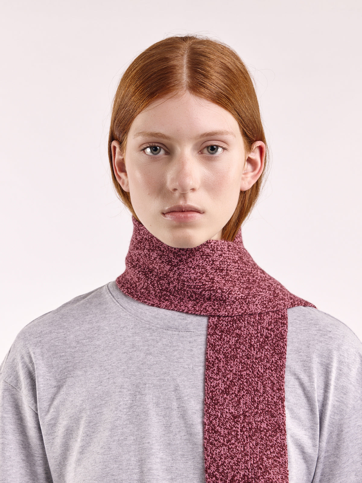 Soft Wool Mini Scarf - Burgundy/Pink Marl