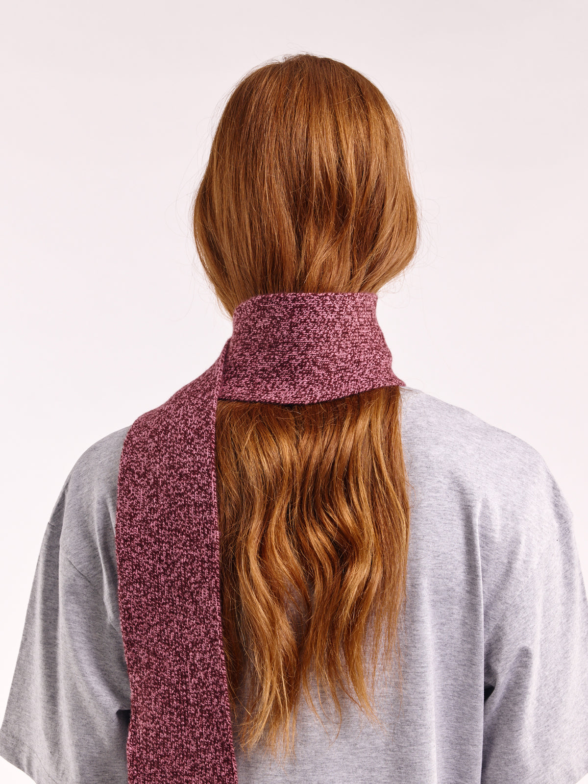 Soft Wool Mini Scarf - Burgundy/Pink Marl
