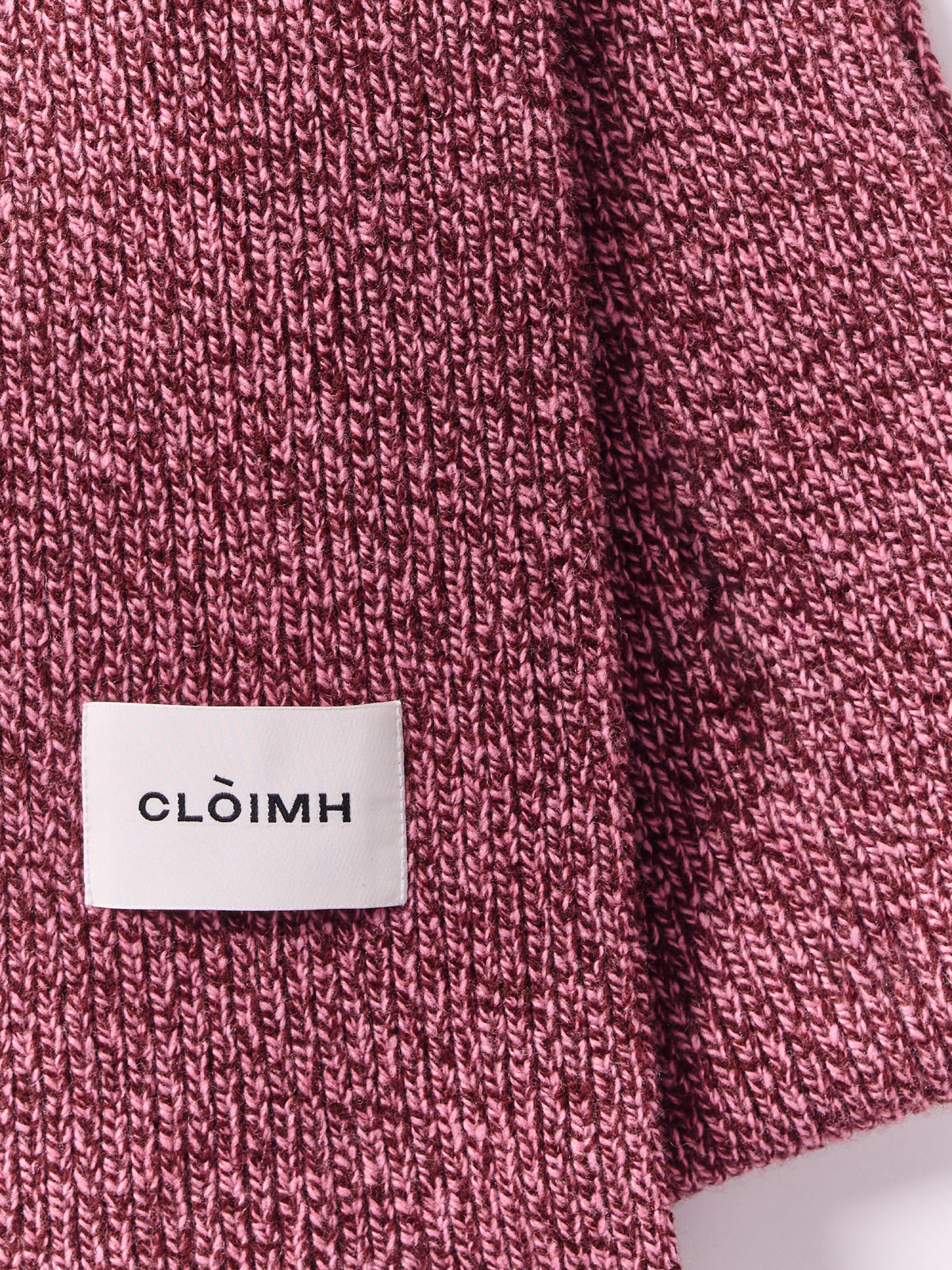 Soft Wool Scarf - Burgundy/Pink Marl