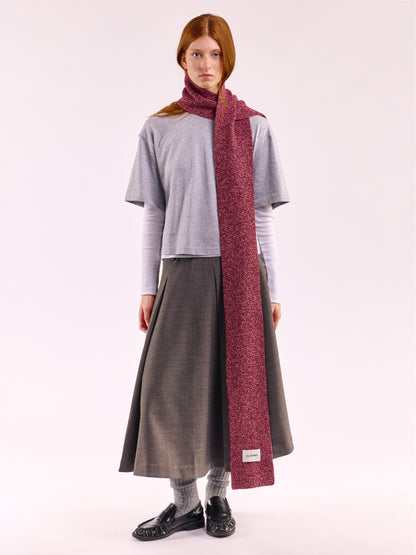 Soft Wool Scarf - Burgundy/Pink Marl