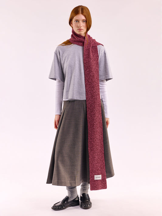 Soft Wool Scarf - Burgundy/Pink Marl
