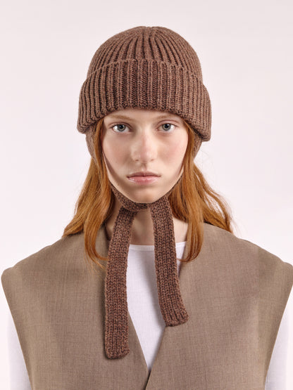Wool Ear Flap Hat - Brown