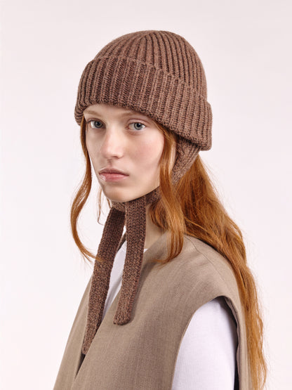 Wool Ear Flap Hat - Brown