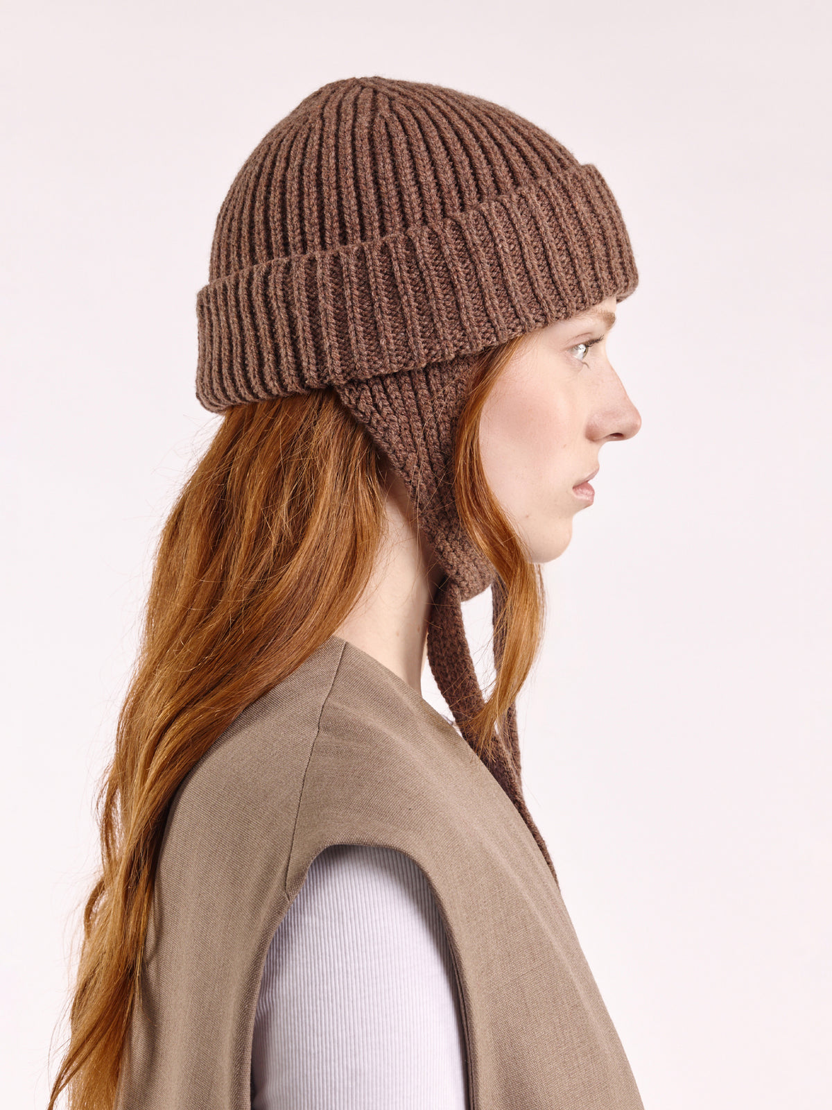 Wool Ear Flap Hat - Brown
