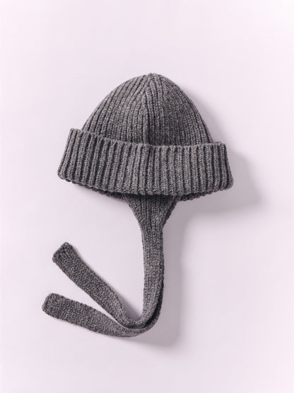 Wool Ear Flap Hat - Dark Grey