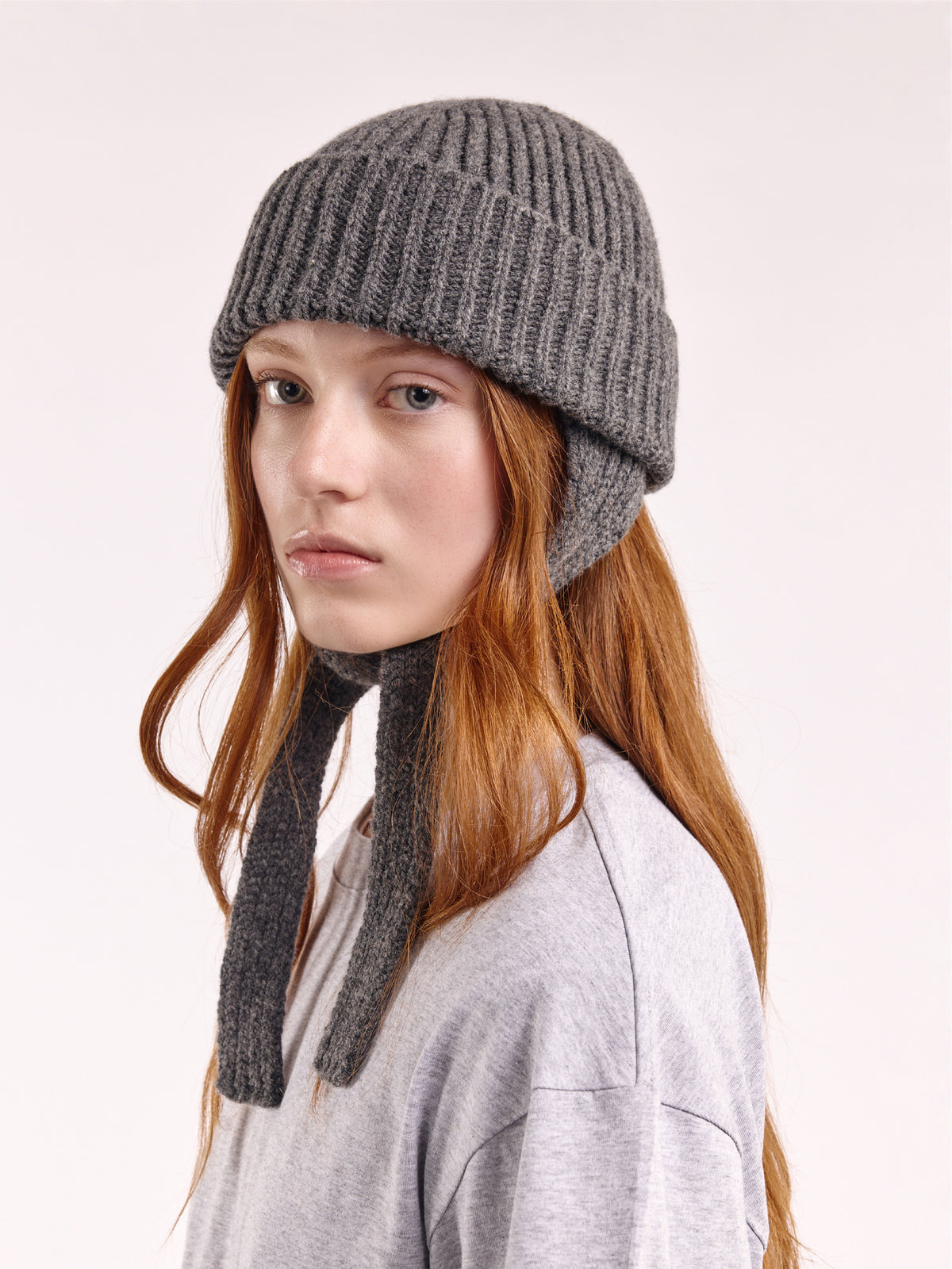 Wool Ear Flap Hat - Dark Grey