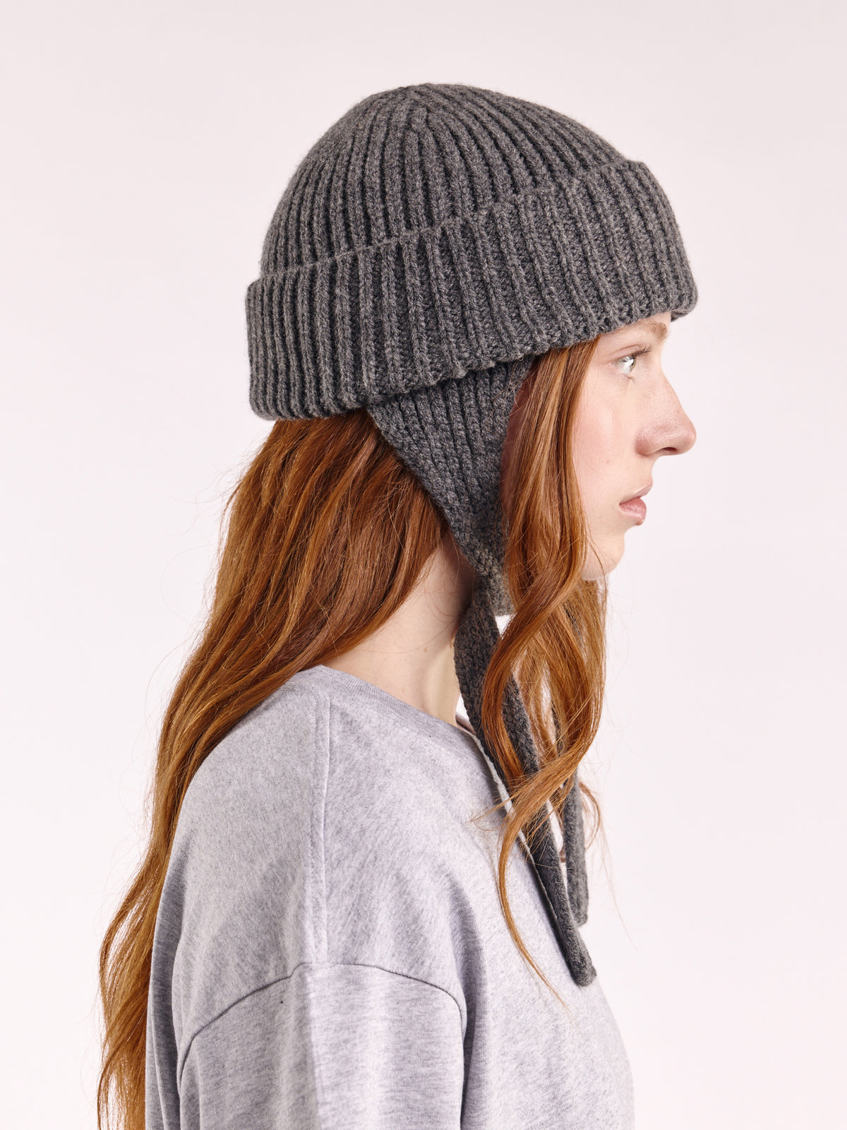 Wool Ear Flap Hat - Dark Grey