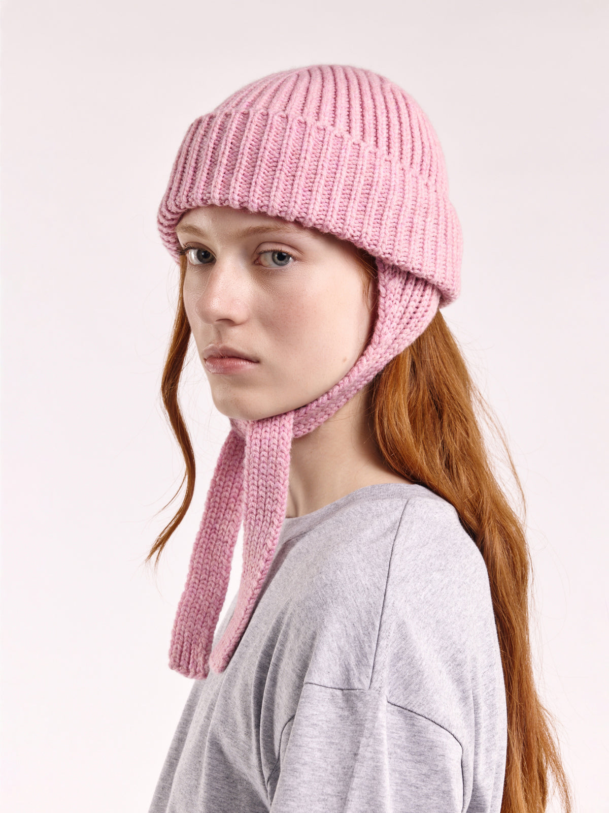Wool Ear Flap Hat - Rose