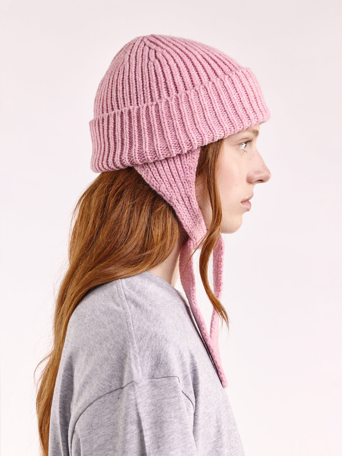 Wool Ear Flap Hat - Rose