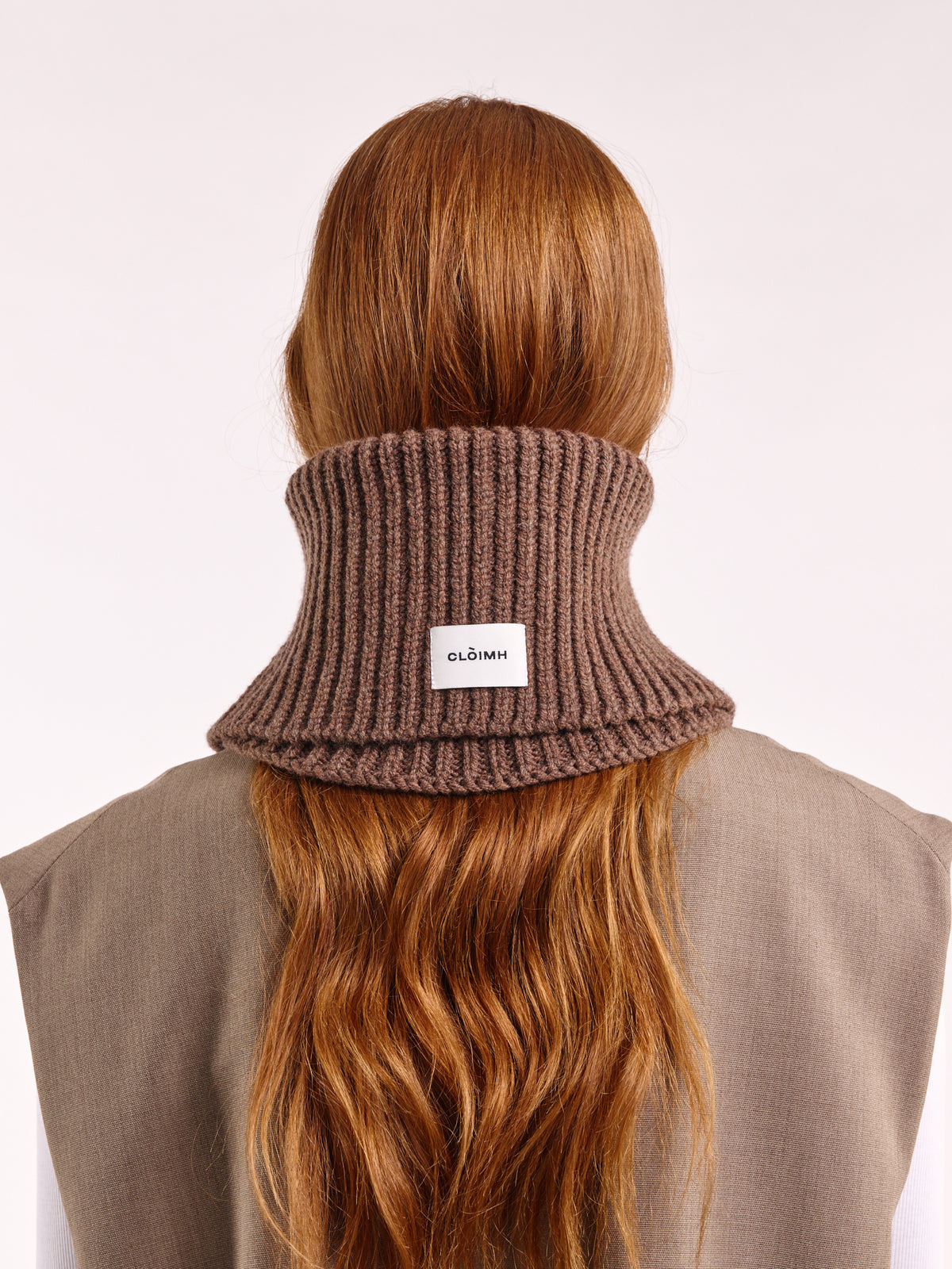Wool Folded Neck Warmer - Brown