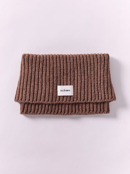 Wool Folded Neck Warmer - Brown