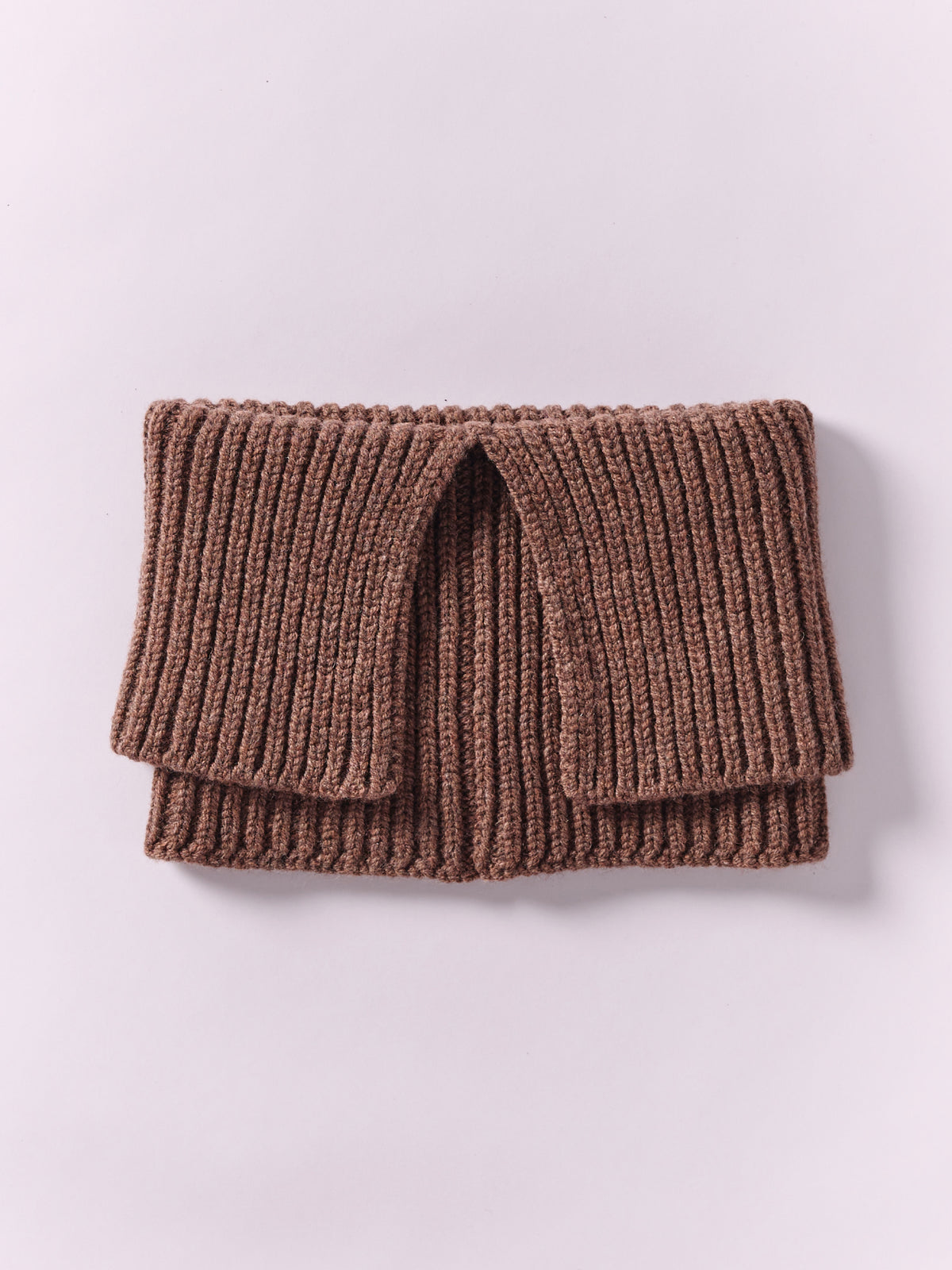 Wool Folded Neck Warmer - Brown
