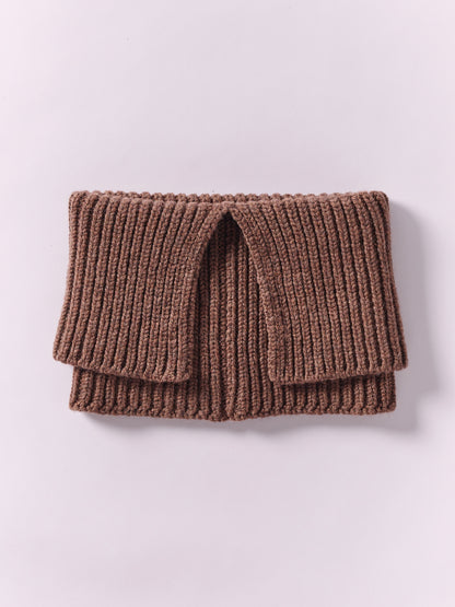 Wool Folded Neck Warmer - Brown
