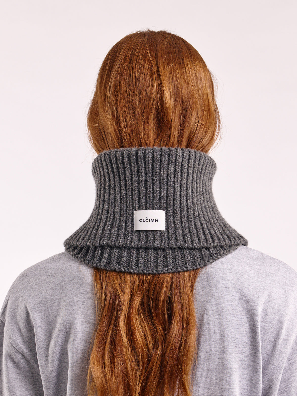 Wool Folded Neck Warmer - Dark Grey