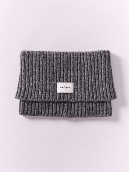 Wool Folded Neck Warmer - Dark Grey