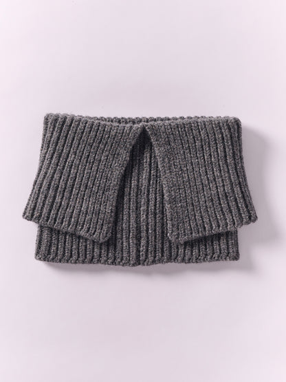 Wool Folded Neck Warmer - Dark Grey