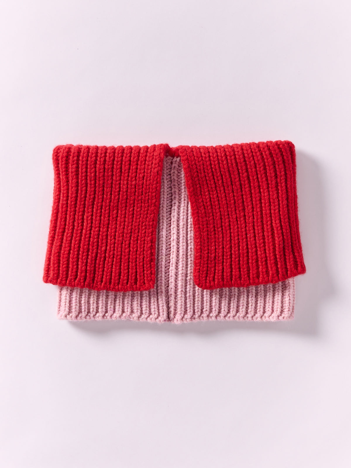 Wool Folded Neck Warmer - Red/Rose